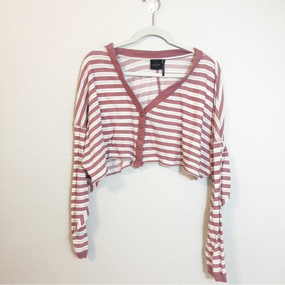 Urban‎ Outfitters Out From Under Long Sleeve  Striped Crop Top